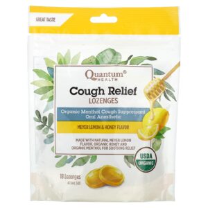 Quantum Health Pastilhas para Alívio da Tosse Limão Meyer e Mel 5 mg 18 Pastilhas