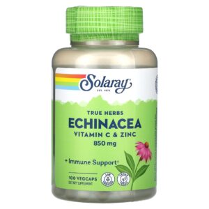 Solaray Ervas Verdadeiras Echinacea Vitamina C e Zinco 100 VegCaps