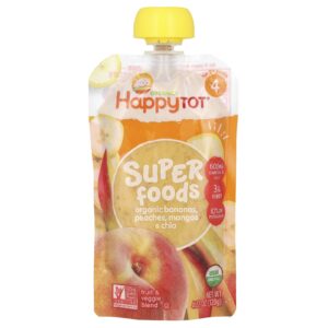 Happy Family Organics Happy Tot Super Foods Fase 4 Bananas Pêssegos Mangas e Chia 120 g (422 oz)