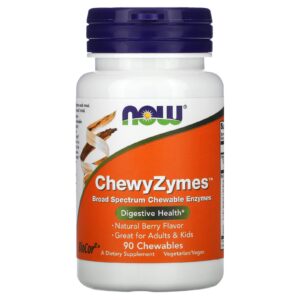 NOW Foods ChewyZymes Sabor Natural de Amora 90 Mastigáveis