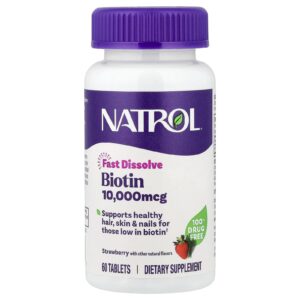 Natrol Biotina Dissolução Rápida Morango 10.000 mcg 60 Comprimidos