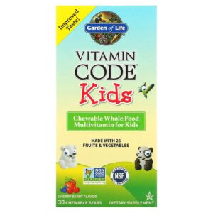 Garden of Life Vitamin Code Multivitamínico Mastigável de Alimentos Integrais para Crianças Cereja 30 Ursinhos Mastigáveis