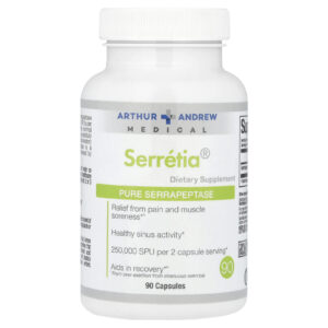 Arthur Andrew Medical Serretia® Serrapeptase Pura 90 Cápsulas (125.000 SPU por Cápsula)