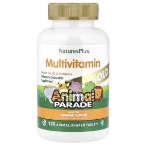 NaturesPlus Animal Parade® Gold Multivitamínico Mastigável Infantil Laranja 120 Comprimidos em Formato de Animais