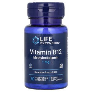 Life Extension Vitamina B12 Metilcobalamina 1 mg 60 Pastilhas Vegetarianas