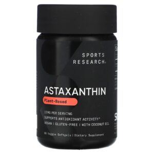 Sports Research Astaxanthin 12 mg 60 Cápsulas Softgel Vegetais