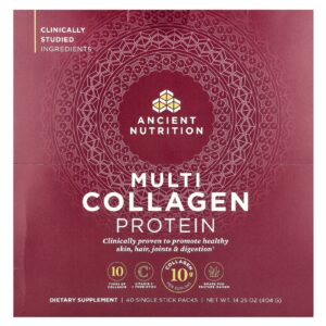 Ancient Nutrition Proteína de Multi-Colágeno 40 Pacotes Individuais 101 g (036 oz) Cada