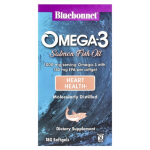 Bluebonnet Nutrition Óleo de Peixe de Salmão Ômega-3 1.000 mg 180 Cápsulas Softgel