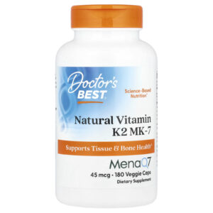 Doctors Best Vitamina K2 MK-7 Natural com MenaQ7 45 mcg 180 Cápsulas Vegetais