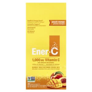 Ener-C Mistura Multivitamínica Espumante para Bebida Pêssego e Manga 30 Embalagens 964 g (03 oz) Cada
