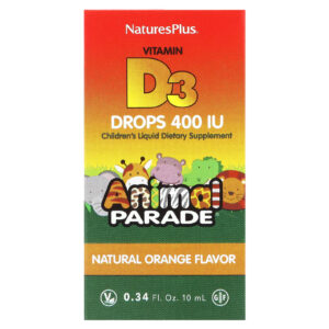 NaturesPlus Animal Parade Vitamina D3 em Gotas Laranja Natural 10 mcg (400 UI) 10 ml (034 fl oz)