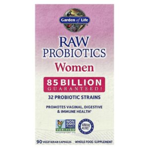 Garden of Life RAW Probiotics Mulheres 85 Bilhões 90 Cápsulas Vegetarianas