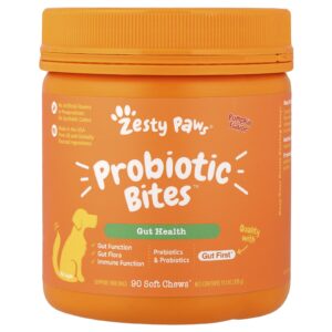 Zesty Paws Probiotic Bites™ Para Cães Todas as Idades Abóbora 90 Cápsulas Mastigáveis 315 g (111 oz)