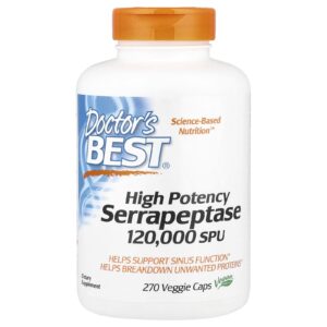 Doctors Best Serrapeptase de Alta Potência 120.000 SPU 270 Cápsulas Vegetais