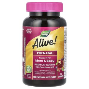 Natures Way Alive! Suporte Diário Premium Pré-natal Morango e Limão 75 Gomas