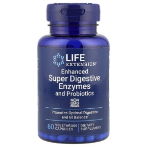 Life Extension Enzimas Super Digestivas e Probióticos Aprimorados 60 Cápsulas Vegetarianas