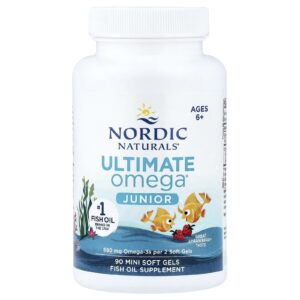 Nordic Naturals Ultimate Omega Junior A Partir de 6 Anos Morango 90 Minicápsulas Softgel (340 mg por Cápsula Mini Softgel)