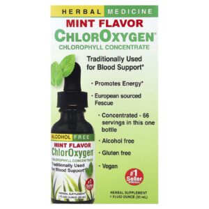 Herbs Etc. ChlorOxygen® Concentrado de Clorofila Sem Álcool Menta 30 ml (1 fl oz)