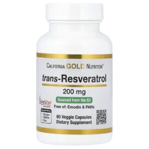 California Gold Nutrition Trans-resveratrol 200 mg 60 Cápsulas Vegetais