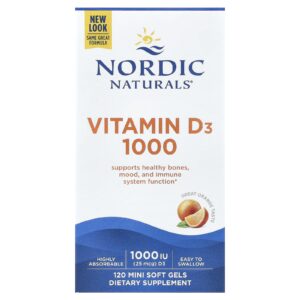 Nordic Naturals Vitamina D3 1000 Laranja 25 mcg (1.000 UI) 120 Minicápsulas Softgel