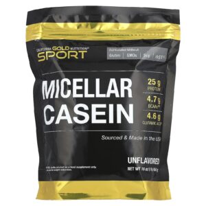 California Gold Nutrition Sport Caseína Micelar Sem Sabor Absorção Lenta 454 g (16 oz)