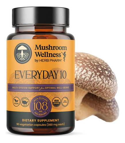 Suplemento Herb Pharm Mushroom Wellness Everyday 10 90 Cápsu