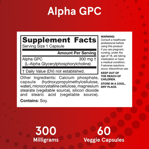 Suplemento Jarrow Formulas Alpha Gpc 300 Mg 60 Cápsulas Vege - Imagem 6