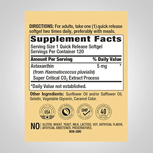 Suplementos De Astaxantina Piping Rock 5mg 120 Cápsulas G - Imagem 10