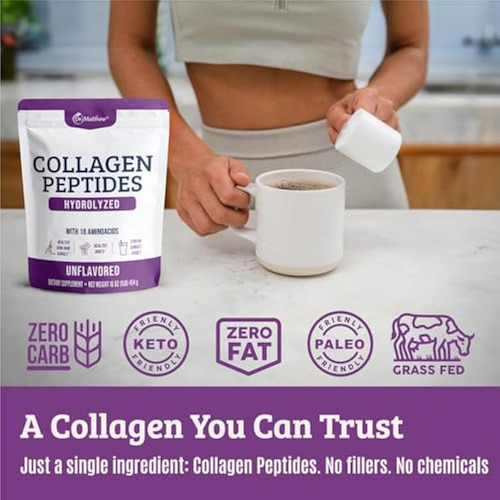 Proteína De Colágeno Em Pó Dr. Matthew. Alimentação De Capim - Imagem 2