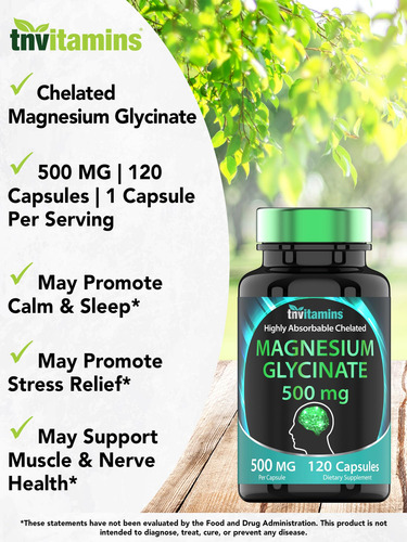 Suplemento Tnvitamins Magnésio Glicinato 500mg 120 Cápsulas - Imagem 3