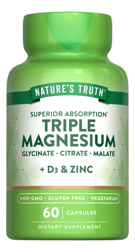 Suplemento Nature"s Truth Triple Magnesium Complex 60 Cápsul