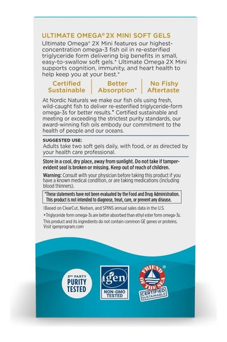 Nordic Naturals Ultimate Omega 2x Mini Sabor Morango 60 Mg - Imagem 3