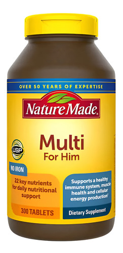 Vitamina Nature Made Multi For Him para homens 300 comprimidos de sabor insípido