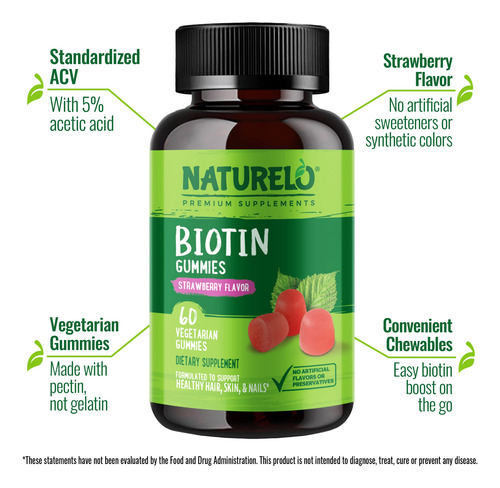 Suplemento Naturelo Biotin Gummies 2500mcg Para Cabelo Pele - Imagem 4