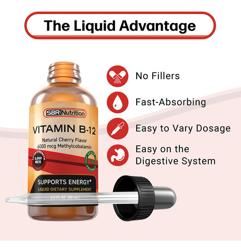 Gotas De Líquido Sublingual De Vitamina B12 Sbr Nutrition 60 - Imagem 7