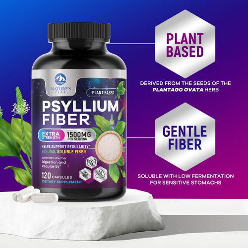 Cápsulas De Casca De Psyllium Em Pó Nature"s Peak 1500 Mg - - Imagem 5