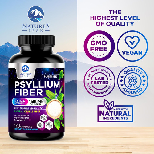 Cápsulas De Casca De Psyllium Em Pó Nature"s Peak 1500 Mg - - Imagem 4