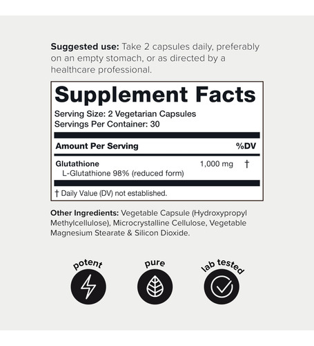 Suplemento De Glutationa Toniiq Ultra High Strength 1000mg - Imagem 2