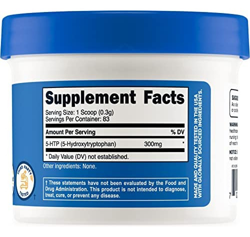Nutricost 5-htp Em Pó 25 Gramas (300 Mg Por Porção) - Sem G - Imagem 2