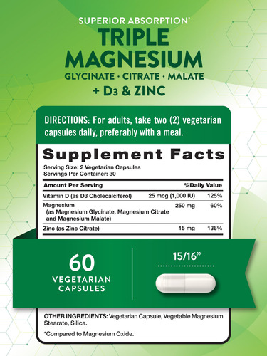 Suplemento Nature"s Truth Triple Magnesium Complex 60 Cápsul - Imagem 2