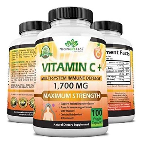 Vitamina C 1700 Mg Naturalife Labs 100 Cápsulas - Imagem 8