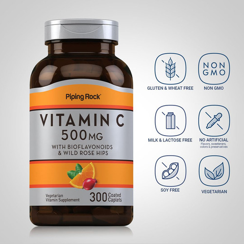 Suplemento Piping Rock De Vitamina C 500 Mg Com Bioflavonóid - Imagem 3