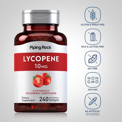 Piping Rock Licopeno 10mg 240 Cápsulas Gelatinosas Suple - Imagem 10