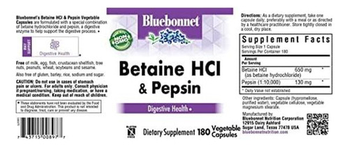 Cápsulas Vegetarianas Bluebonnet Betaine Hci Plus Pepsin 1 - Imagem 2
