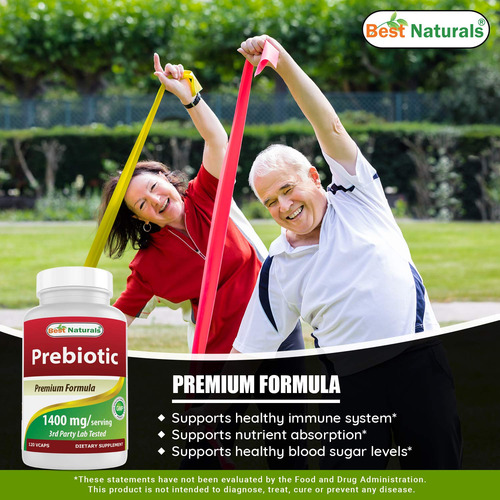 Suplemento Best Naturals Prebiotics Fiber Xos 1400mg 120 Cáp - Imagem 4