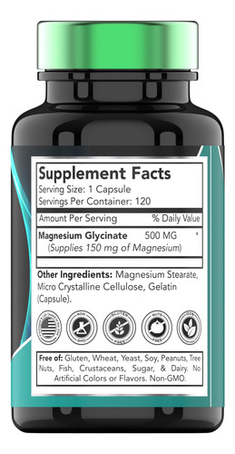 Suplemento Tnvitamins Magnésio Glicinato 500mg 120 Cápsulas - Imagem 2