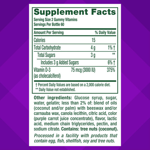 Vitamin D3 Gummy Vitafusion Extra Strength 120 Unidades - Imagem 4