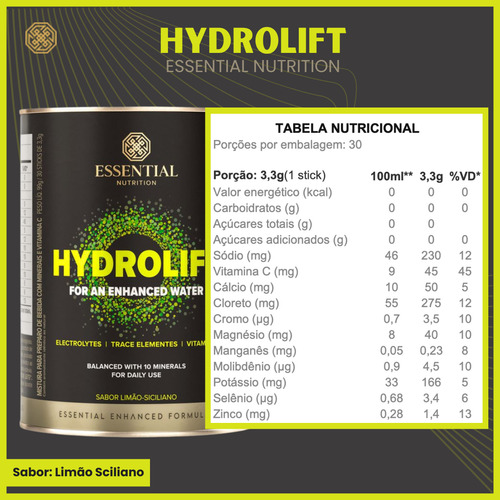 Hydrolift Essential Nutrition Lata 30 Sachês Magnésio Zinco - Imagem 17