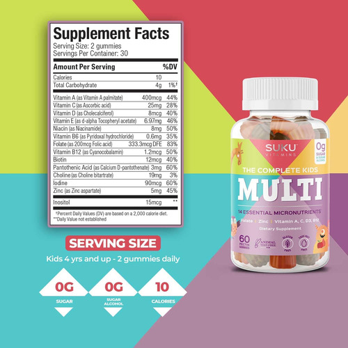 Vitaminas Suku - The Complete Kids Multi - Vitamina A Folat - Imagem 13