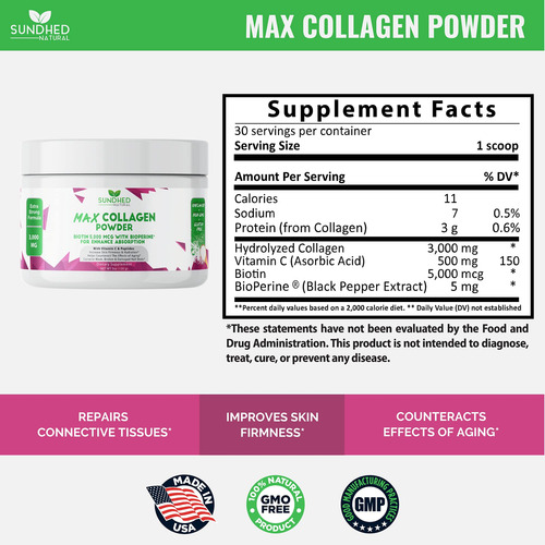 Suplemento Sundhed Natural Max Collagen Plus C Fornecimento - Imagem 3